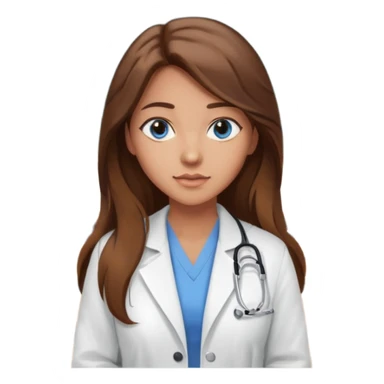 pretty female nursing student with long brown hair, blue eyes inside a classroom at university sticker