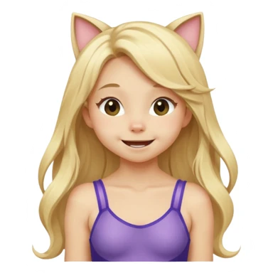 petite blonde catgirl long hair giggling leotard sticker