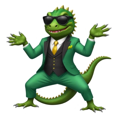 capitalist iguana banker godfather with black sunglasses breakdance no problem sticker