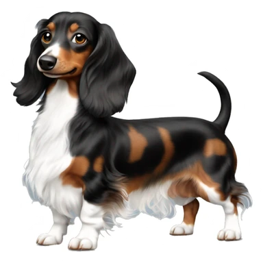 Black & brown Merle long haired Dachshund side sticker