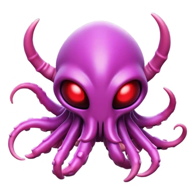 Clash of Clans aesthetic: Cinematic Playful Zerg Alien Emoji, rendered in a 3D vector-style similar to standard emojis with minimal shading and bold, simplified shapes. A compact, isometric, otherworldly creature with insectoid, organic details and subtle, eerie tentacles, softly glowing with a sinister alien charm. Simplified yet unmistakably iconic, highly detailed and consistent, glowing with a soft, spectral radiance and high shine. Stylized with a touch of bio-engineered mischief and a soft glowing outline, capturing the essence of a fearsome extraterrestrial menace with a playful twist! sticker