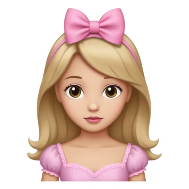 Princesa con cabello tipo 2b rubia oscura y moñito rosado sticker