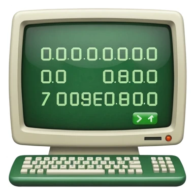 mac os icon code computer retro terminal, black, green white, numbers and code lines on the screen sticker
