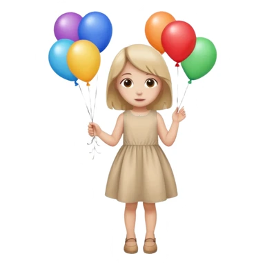 birthday small  girl in biege  + baloons sticker