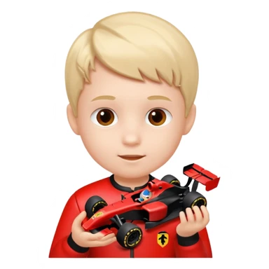 kid playing formula 1 toy sticker