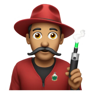 A man with a cardinals hat and a vape on his mouth sticker