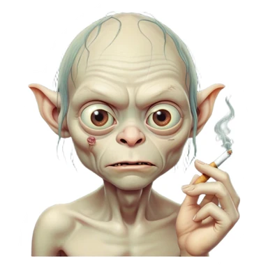 Gollum holding a cigarette sticker