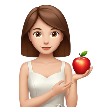 emoji of a beautiful woman with soft facial features, smooth skin, gentle smile, expressive eyes, and shiny hair. Clean lighting, warm tones, elegant and friendly expression, minimalist white background, polished Apple emoji aesthetic sticker