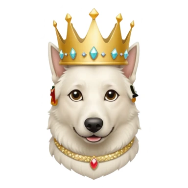 White belgian Shepard with Glitter collar and crown sticker