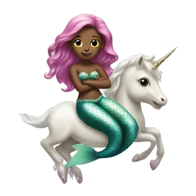 small mermaid on a pearl unicorn  sticker