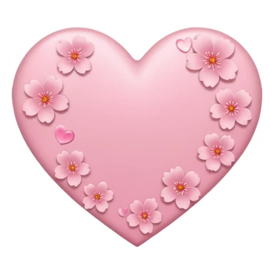pink heart emoji with subtle sakura petal texture sticker