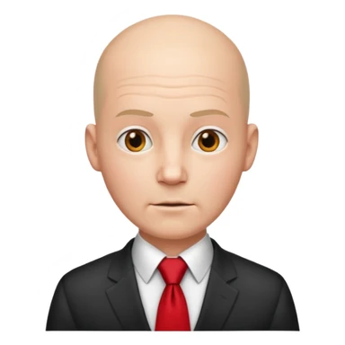 bald with red necktie, white sticker