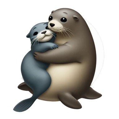 seal hugging otter  sticker