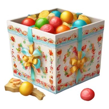 Traditional russian new year sweet gift box with handles with candies for kids sticker