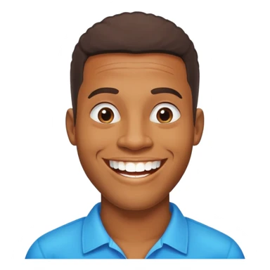 smiling black man with big teeth, standard male haircut, oval face, Rio de Janeiro theme, no glasses, carioca sticker