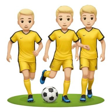 boys play soccer in yellow dress, yellow shrits, yellgow socks sticker