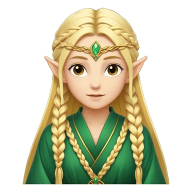 mystic elf, long golden braid, glowing runes on robe sticker