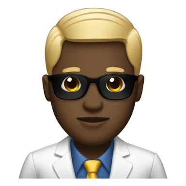 a black man with a bowlcut with sunglasses and wearing a blazer sticker