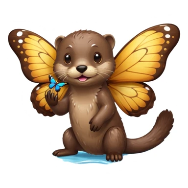 otter eating a butterfly sticker