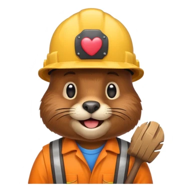 beaver  wearing a hard hat emojis funny sticker