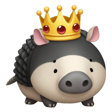 Solid black chubby round armadillo pig panda centipede armadillo wearing a crown sticker