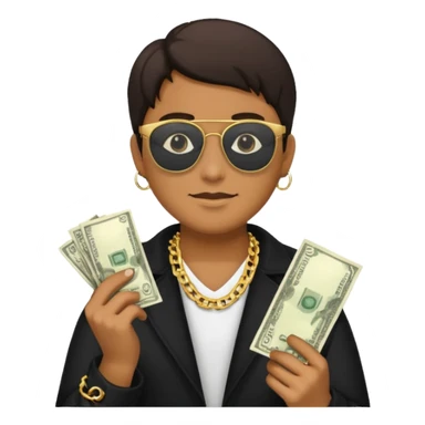 Knight helmet gold chain dark glasses money sticker