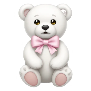 White teddy bear with light pink bow sticker