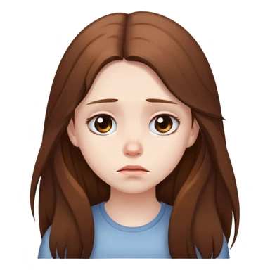Sad girl with brown long hair  sticker