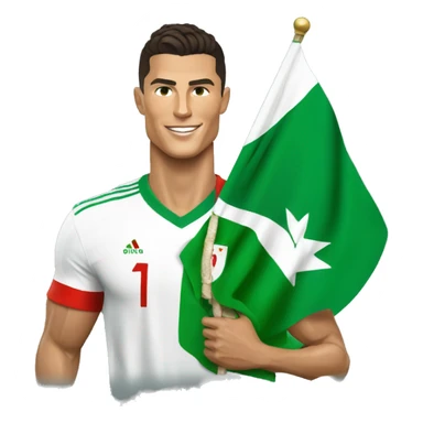 Cristiano Ronaldo holding the Algerian Flag sticker