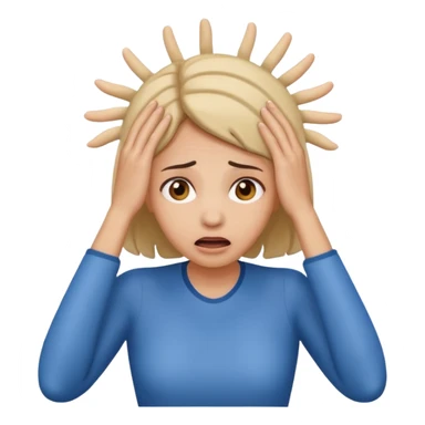 scared woman with her hands on her head sticker