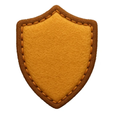 <StylePrompt>
  <Name>Felt Appliqué Plush Style</Name>
  <Description>A soft, handcrafted look inspired by plush felt fabric with visible stitching and a padded 3D texture, rendered on a solid black background.</Description>
  <VisualProperties>
    <Material>Felt</Material>
    <Texture>Soft, fuzzy, with slight fiber detail</Texture>
    <Stitching>
      <Type>Thick thread</Type>
      <Color>Orange or slightly darker tone than fabric</Color>
      <Pattern>Uniform running stitch along outer edge</Pattern>
    </Stitching>
    <Padding>High, plush-like 3D depth</Padding>
    <Edges>Rounded corners</Edges>
    <ColorPalette>
      <Primary>Warm yellow/orange tones</Primary>
      <Accent>Brown or dark orange for facial features and outline</Accent>
      <Background>Black</Background>
    </ColorPalette>
  </VisualProperties>
  <Rendering>
    <Lighting>Soft, even studio lighting</Lighting>
    <Shadows>Subtle drop shadows for depth</Shadows>
    <Perspective>Flat front-facing, symmetrical if applicable</Perspective>
  </Rendering>
  <Applicability>
    <SubjectType>Any object, animal, or letterform</SubjectType>
    <OutputFormat>Icon, emoji, patch-style graphic</OutputFormat>
  </Applicability>
</StylePrompt>

{subject} = shield sticker