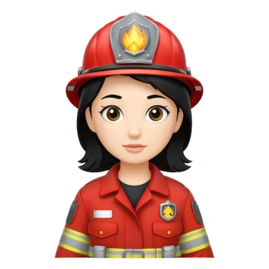 girl fireman with black hair sticker