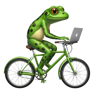 frog working on a laptop while riding a bike sticker