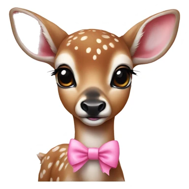 realistic baby deer wearing pink bows sticker
