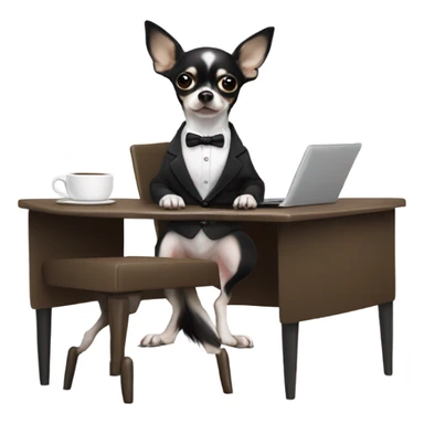 Black and white chihuahua that is running a business  sticker