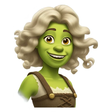 Shrek dressed like a girl with her hair blowing in the wind sticker