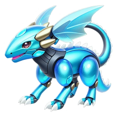  Epic legendary rare mechanical Shiny sparkly transparent bioluminescent luminescent vibrant bright pastel dark exotic iridescent colorful gradients futuristic modern metallic glossy glittery fantasy-cyber-Protogen-Fakémon-Pokémon-Vernid-creature sticker
