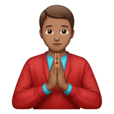Brown praying hands emoji but with red sleeves instead of blue   sticker