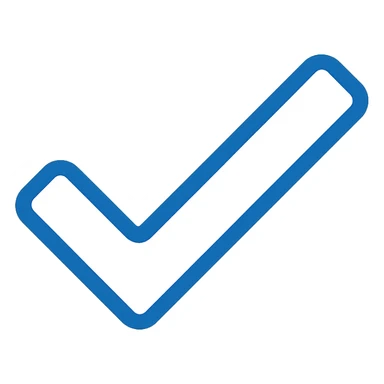 Change the checkmark to white while keeping the blue outline in a simple modern color outline style with no background. sticker