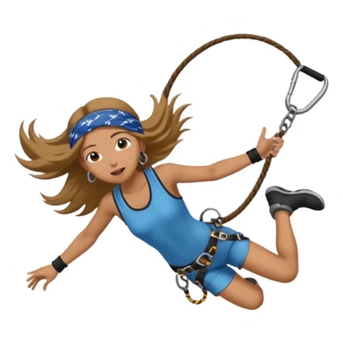 bungee jumping face in action with earrings and long hair flying away and bandana sticker