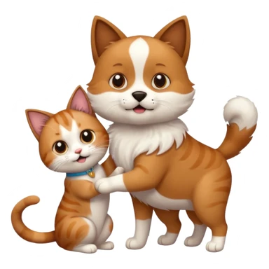 een hond met een kat sticker