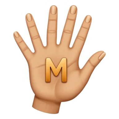 Create downwards facing hand gesture fingers shaped in letter M sticker