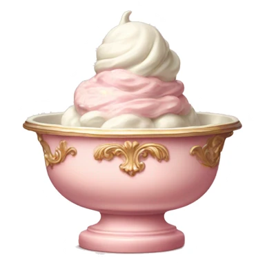 vintage pale pink rococo bowl with ice cream sticker