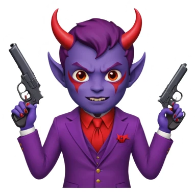 Cara redonda Diablo morado garrando dos pistolas  sticker
