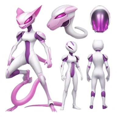 White body, Anthro-Sona-Lizard-Alien-Salazzle-Mew-Mewtwo-Fakémon, with pink eyes, with a futuristic visor-helmet, wearing a techwear-suit, Full Body sticker