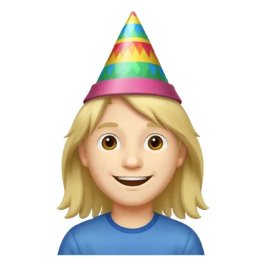 party hatted boy with long hair sticker