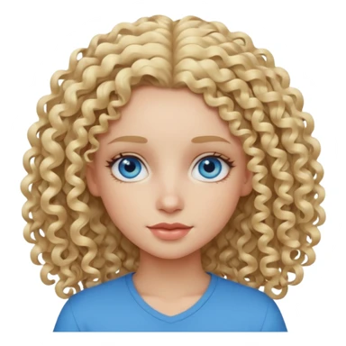 Cool blond curly girl blue eyes. Cooler color blond hair. Longer hair sticker