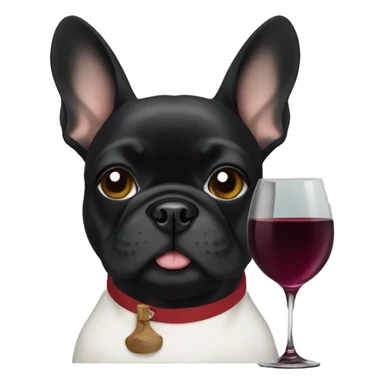 Black Frenchie with wine glass sticker