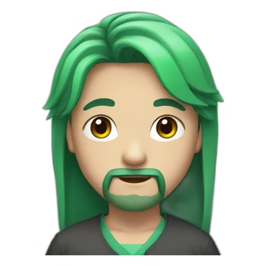 chinese boy with long hair and long beard with green hair sticker