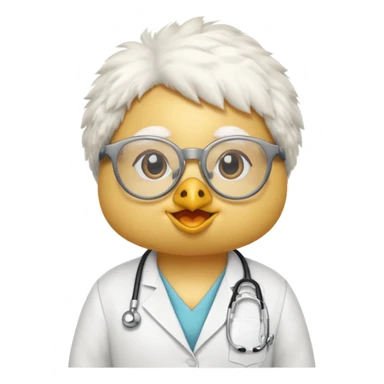 chick animal with glasses, wearing doctor uniform sticker